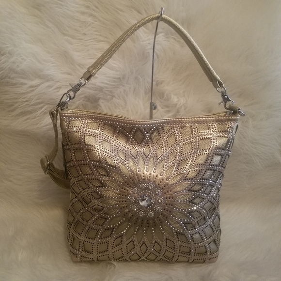 GOLD SUNBURST RHINESTONE HOBO - Picture 1 of 7